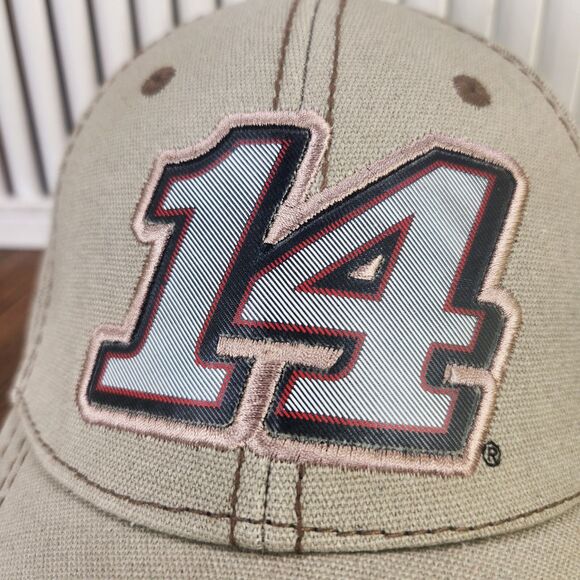 Tony Stewart #14 Stewart-Haas Racing Distressed Strapback Hat Cap Beige Canvas - Picture 3 of 12